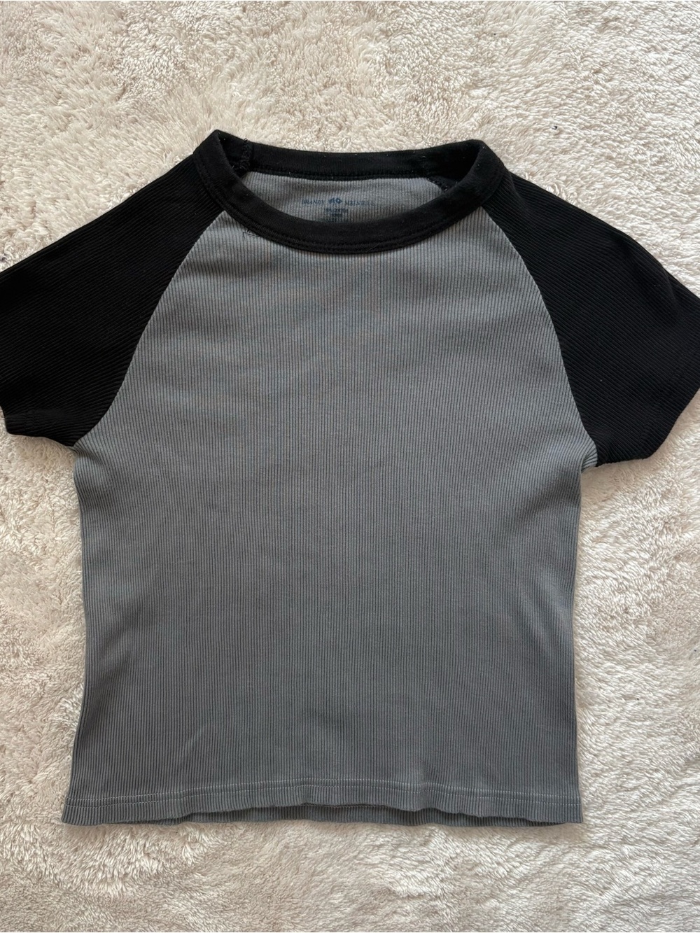 Brandy Melville Gray Tee with Black Raglan Sleeves